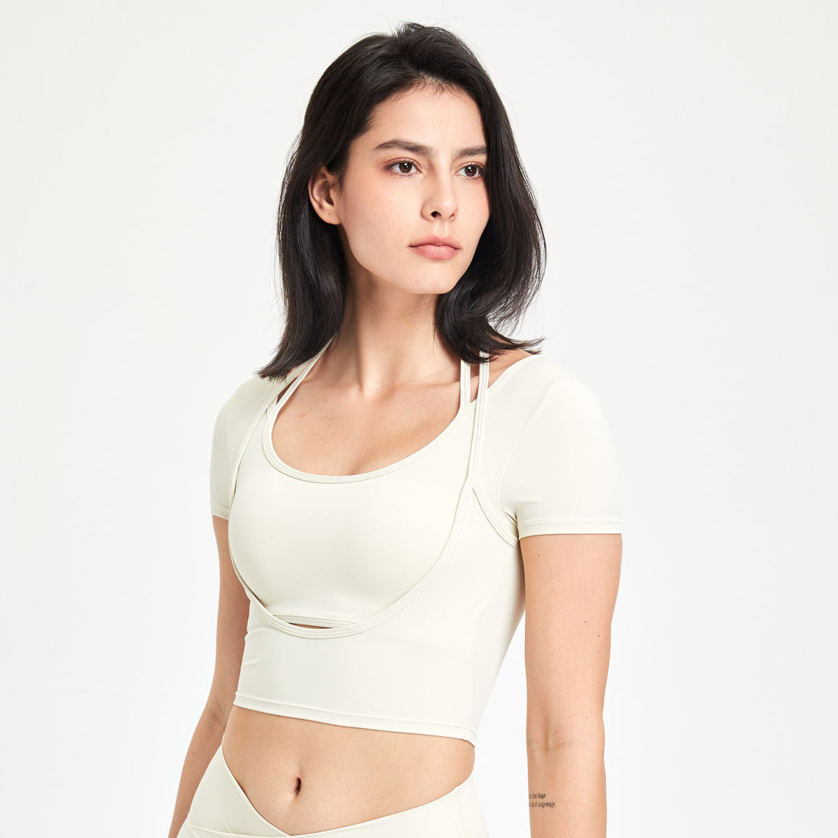 Women's Fashionable Temperament Yoga Clothes Short-sleeved Top With Chest Pad
