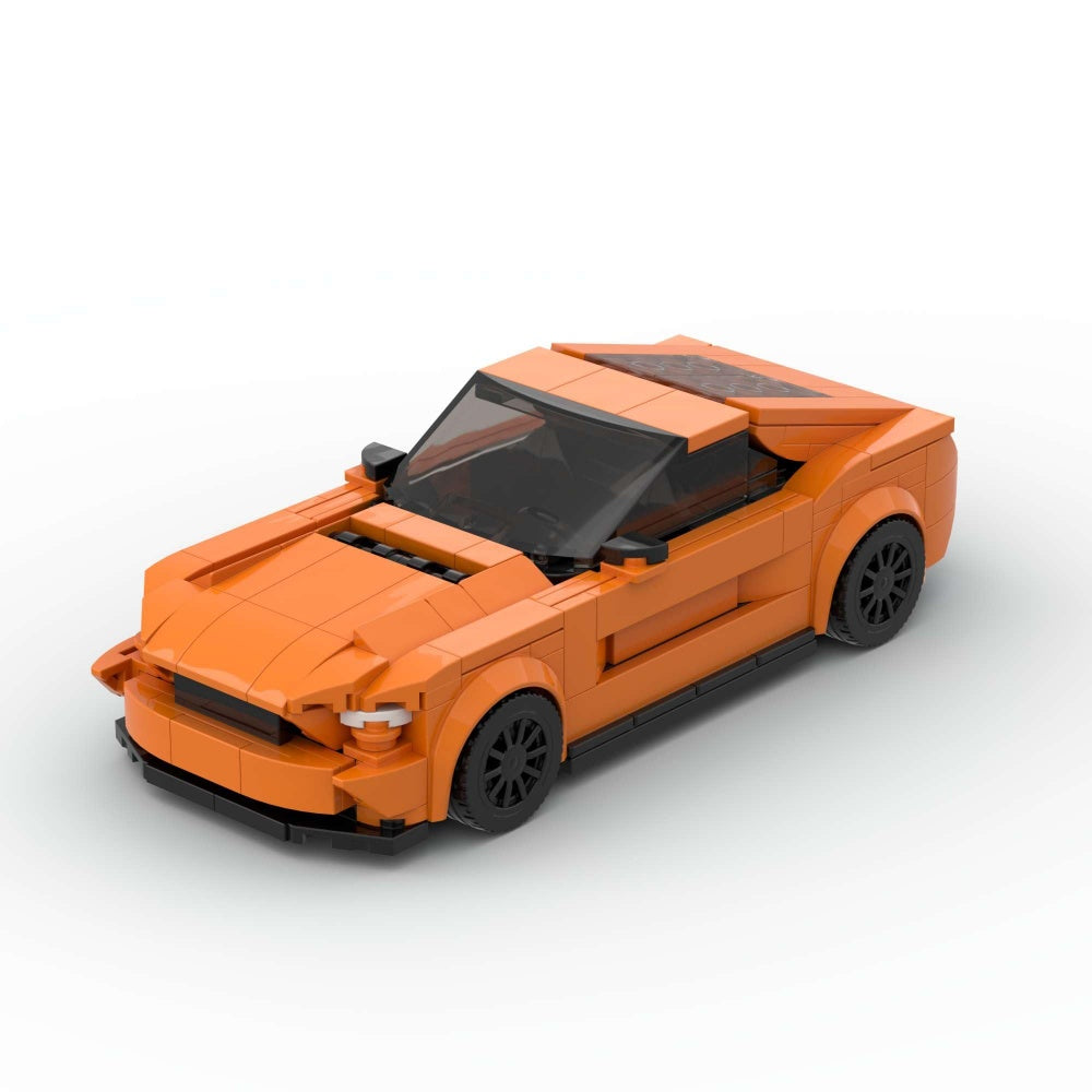 348PCS Sports Race Orange Muscle Car Building Blocks, Mustang Inspired Sports Coupe Toy Kit For Kids And Adult,Collectible Race Car Gift