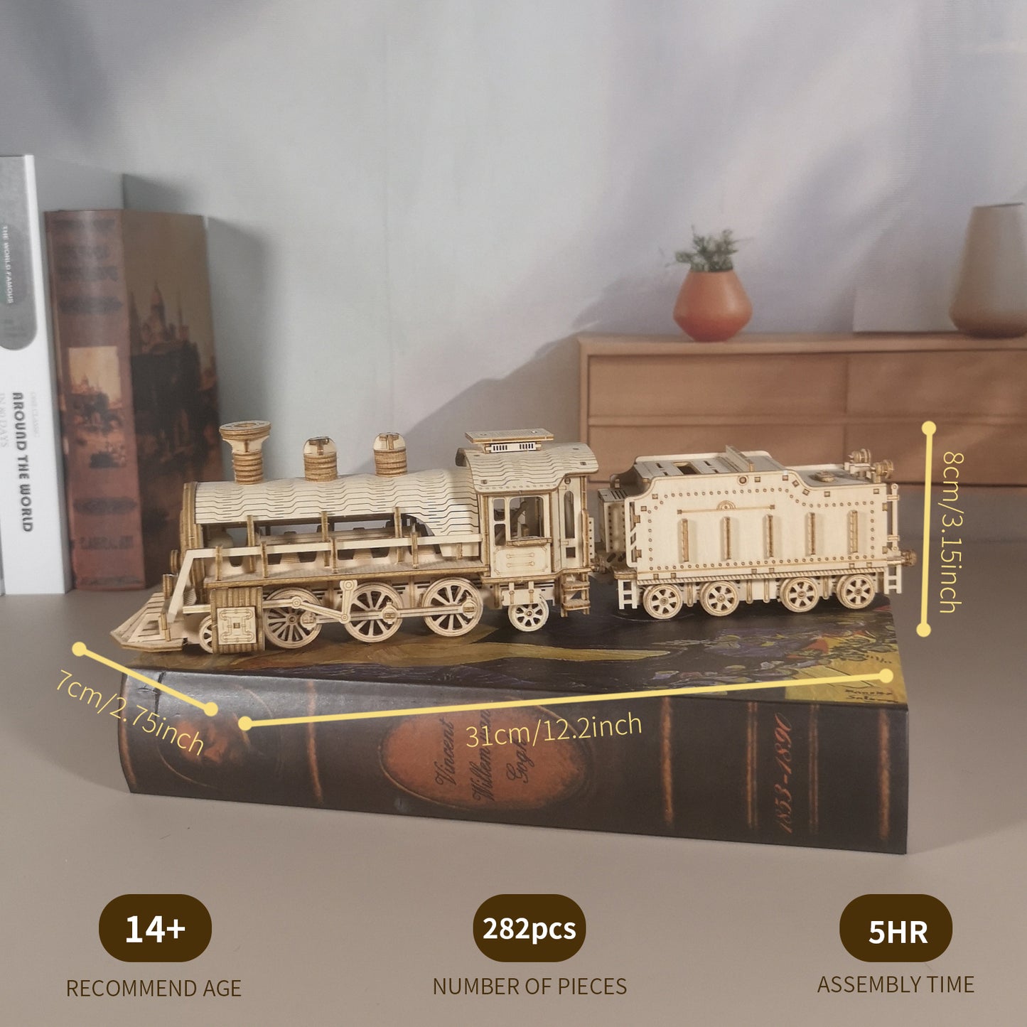 Sales Are Prohibited On The TEMU And SHEIN - 3D Wooden Puzzle Mechanical Train Model Kits Brain Teaser Puzzles Vehicle Building Kits Unique Gift On Birthday Christmas Day