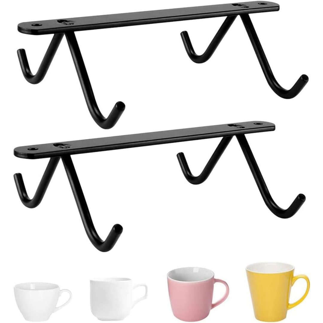 2 Pieces Hanging Cup Holder, Under Cabinet Hook, Cup Wine Glass Storage Hooks