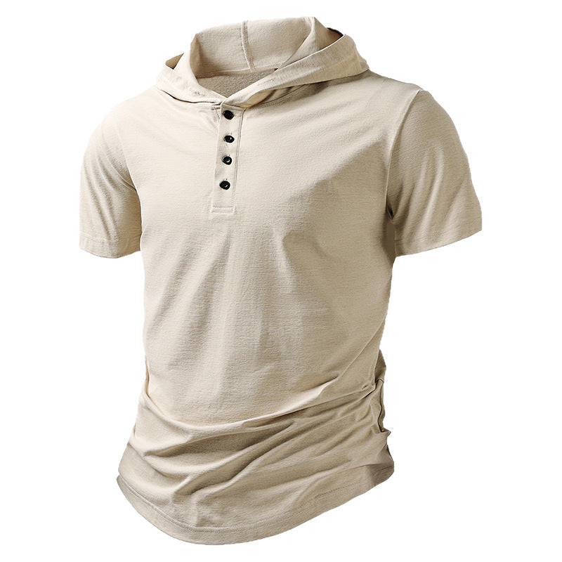Mens Short-Sleeved Hoodie For Casual Sports And Fitness