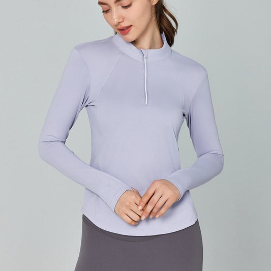 Yoga Clothes Long-sleeved Top Women's Reflective Stripe Half Zipper