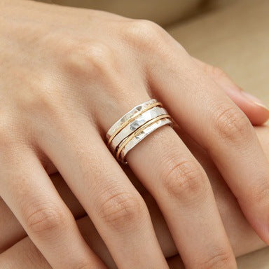 New Two-tone Vintage Minimalist Multi-layer Ring