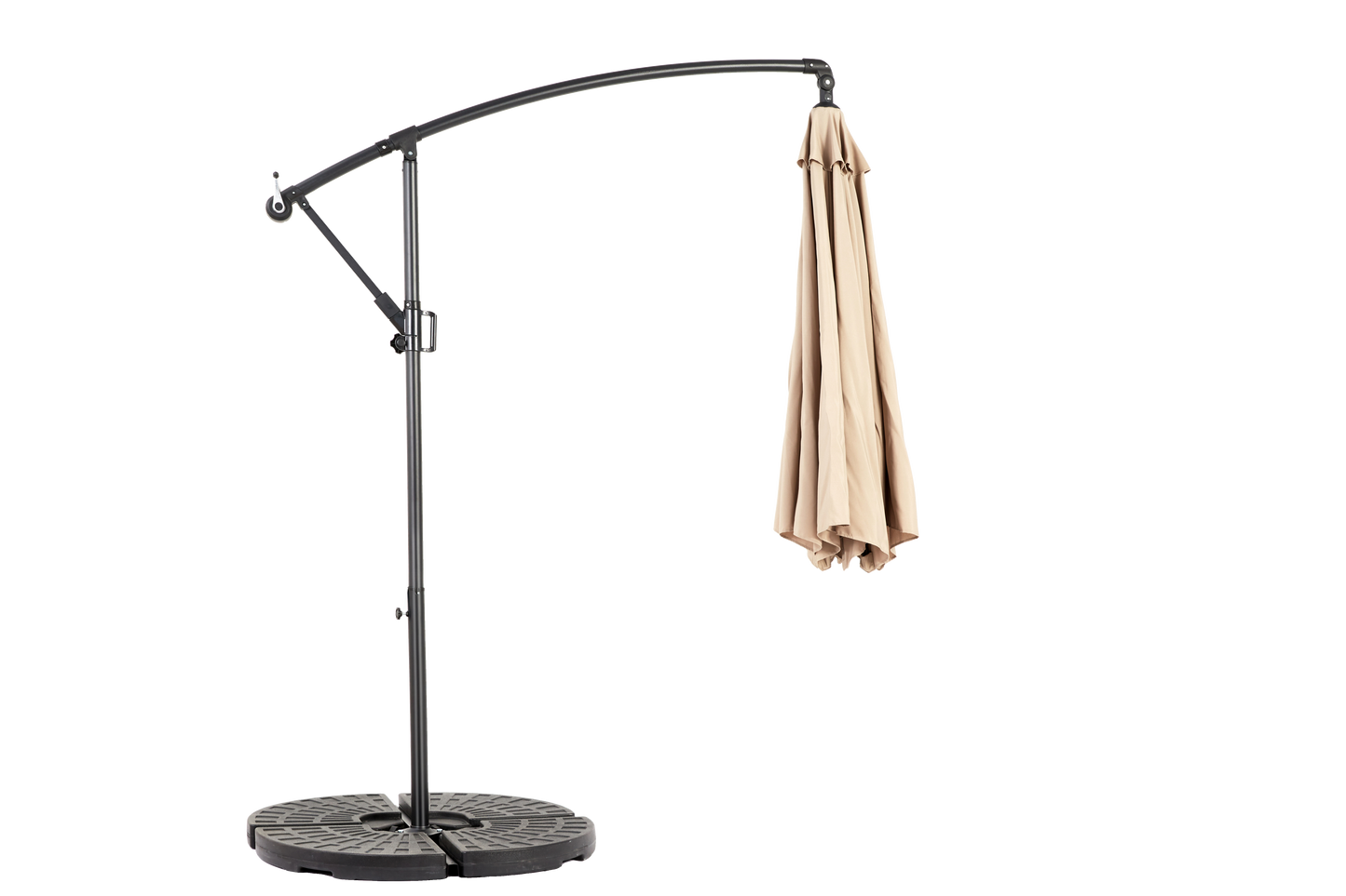 Best Choice Products 10ft Offset Hanging Market Patio Umbrella W Easy Tilt Adjustment, Polyester Shade, 8 Ribs For Backyard, Poolside -  Khaki  No Base