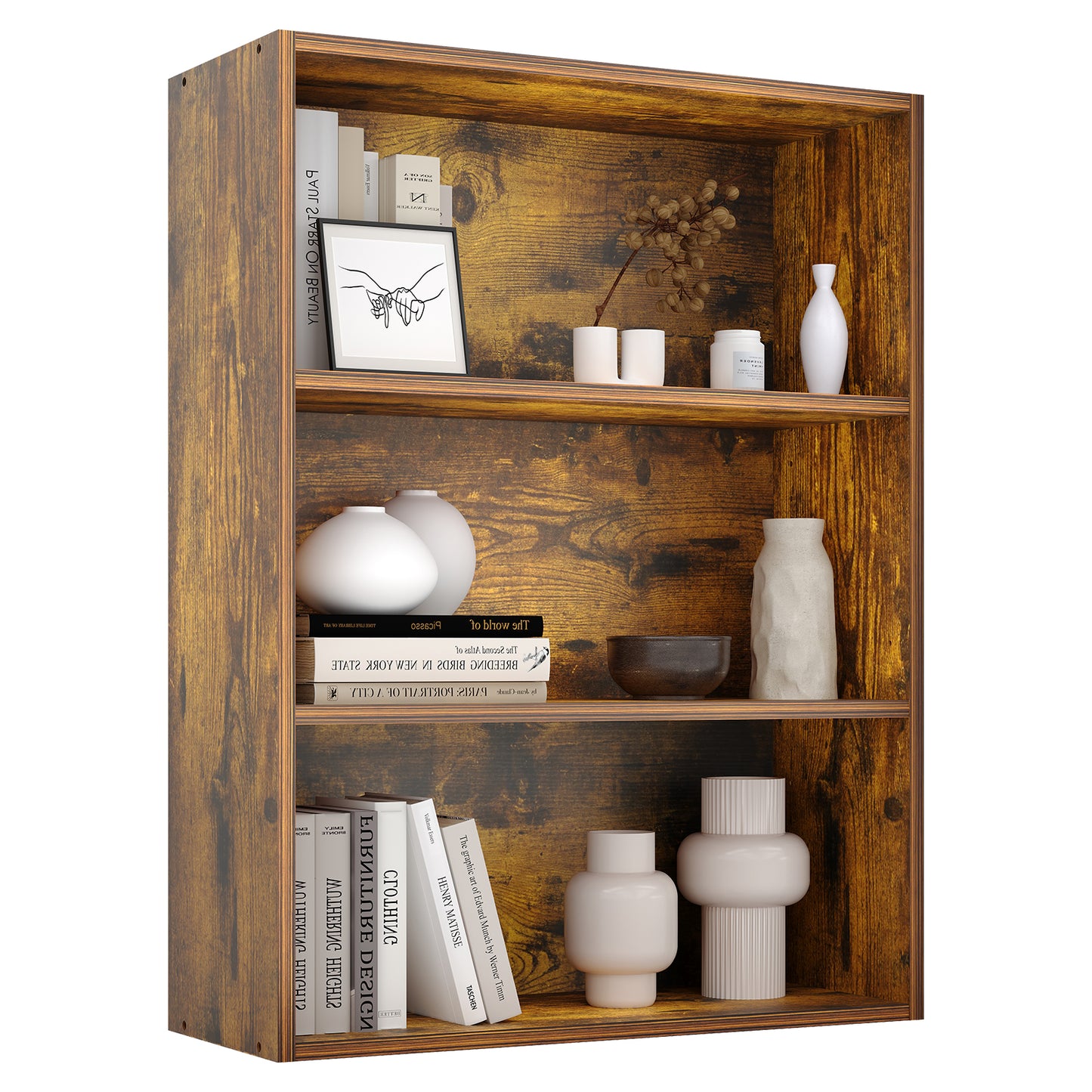 Four-tier And Three-tier Bookcases, Floor-standing Open Shelving, Suitable For Storage In Home Offices, Living Rooms And Bedrooms