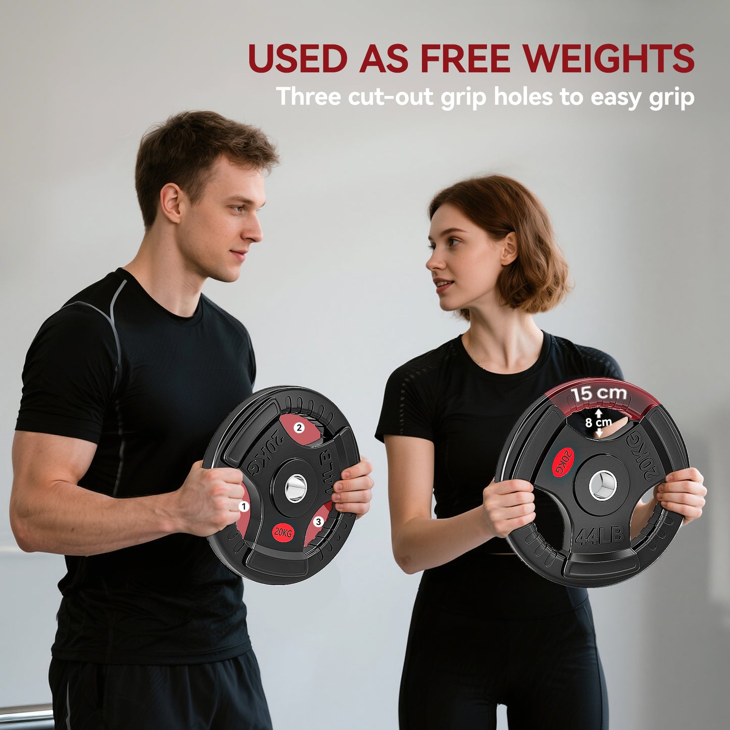 SPORTNOW Olympic Weight Plate, 2"/5cm Weight Disc With Tri-Grips, 20kg Dumbbell Plate For Weightlifting And Strength Training Home Gym Fitness Workout, Black