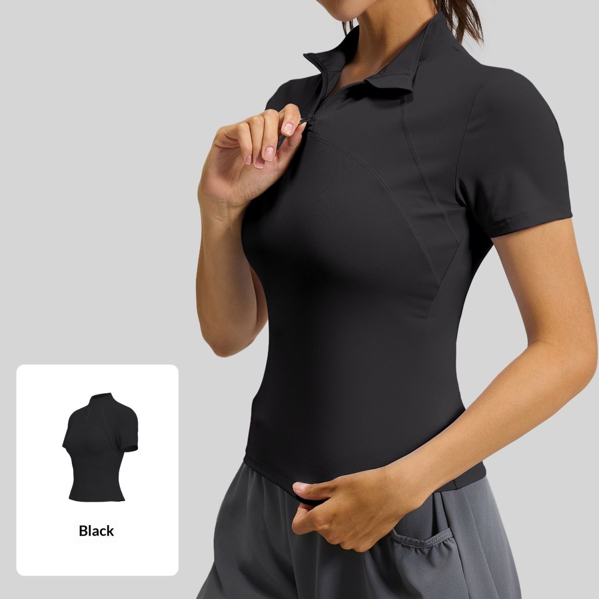 Arrival Womens Outdoor High-Elastic Half-Zip Yoga Top