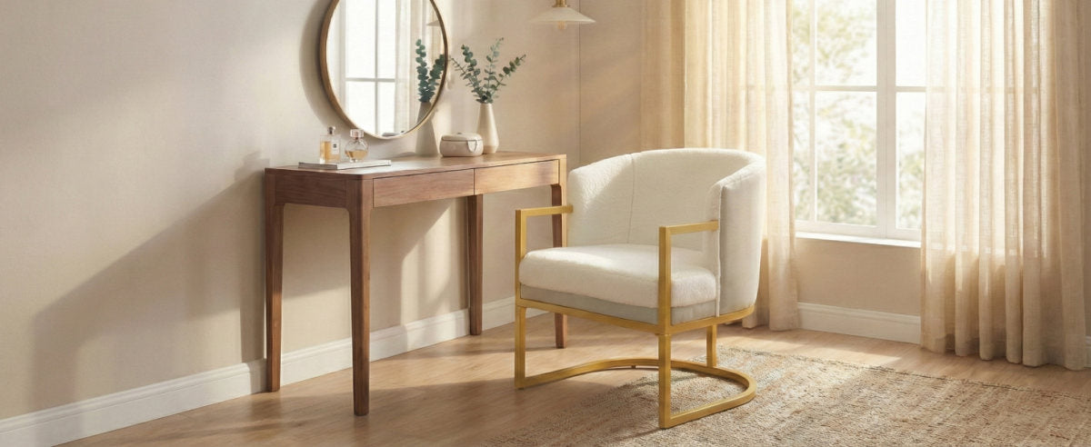 Modern Accent Chair Cozy Armchair Upholstered Reading Chair with Gold Metal Frame Living Room, Bedroom, or Office, Beige