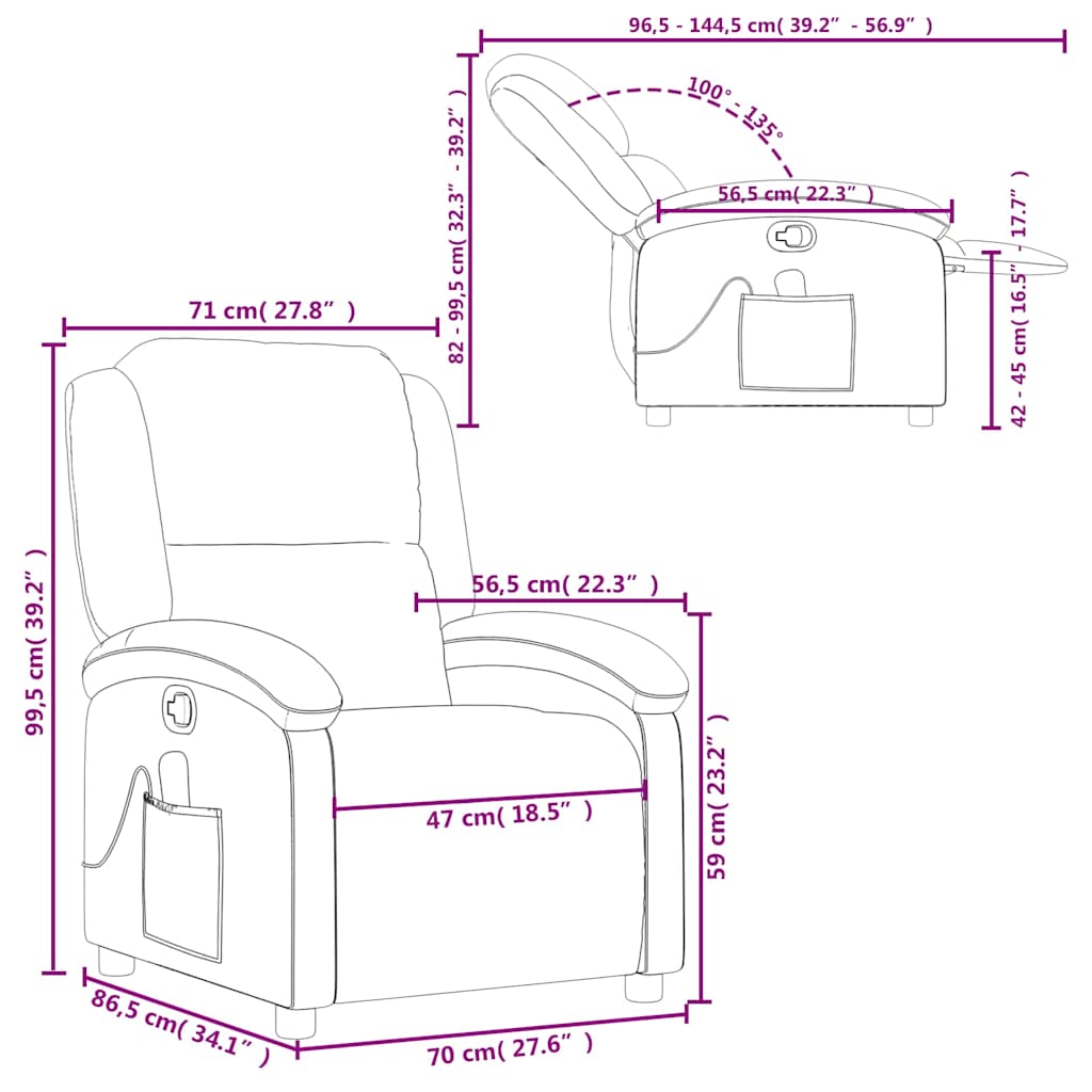 Massage Recliner, light grey velvet   Massage Recliner, dark grey velvet