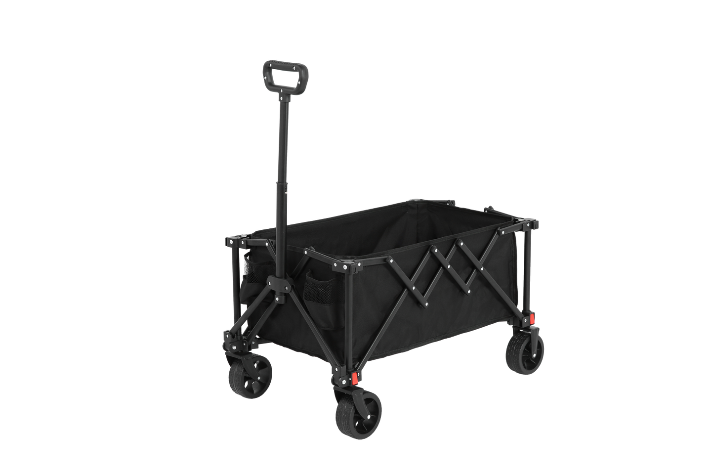 Folding Wagon Carts, Folding Wagon Cart With All Terrain Wheels, Heavy Duty Garden Carts With Adjustable Handle, Outdoor Utility Wagon For Camping Shopping Sports Fishing Black