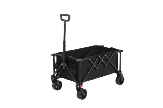 Folding Wagon Carts, Folding Wagon Cart With All Terrain Wheels, Heavy Duty Garden Carts With Adjustable Handle, Outdoor Utility Wagon For Camping Shopping Sports Fishing Black