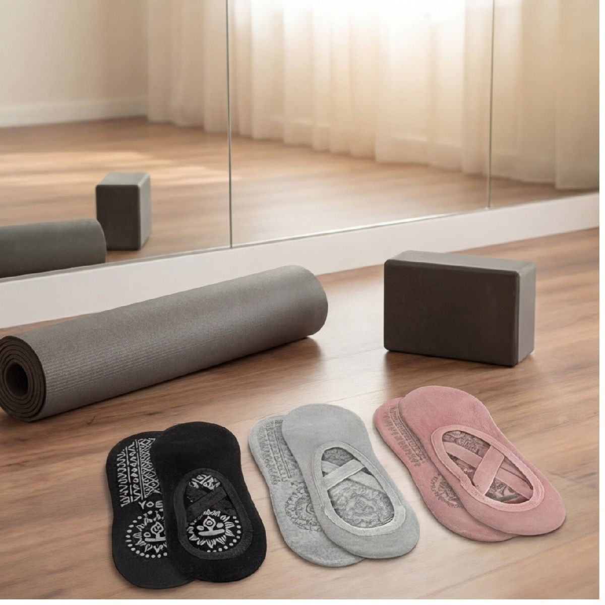 Yogasocken Set 3 Paar, Yoga Socken, Atmungsaktive Trainingssocken Für Pilates Und Gymnastik, Bequeme Yogastrümpfe Für Damen In 3 Farben-Partydekoration