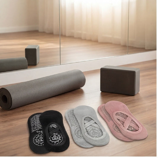 Yogasocken Set 3 Paar, Yoga Socken, Atmungsaktive Trainingssocken Für Pilates Und Gymnastik, Bequeme Yogastrümpfe Für Damen In 3 Farben-Partydekoration