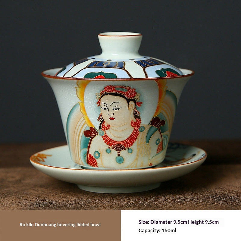 Ruyuan Dunhuang Hovering Lid Ceramic Three-piece Tea-brewing Bowl
