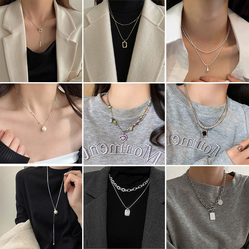 Pearl Necklace Female Accessories Women's Titanium Steel Colorfast