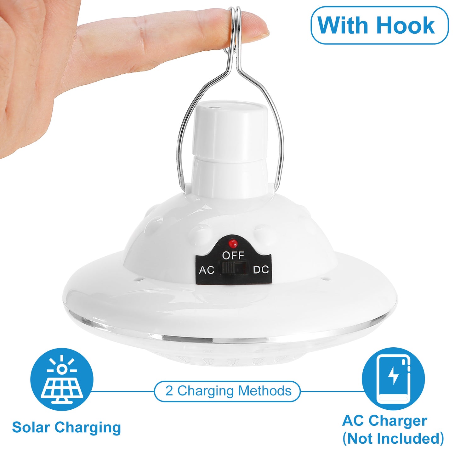 1Pc Solar Camping Lantern With Remote 3 Light Modes 3 Charging Methods IP65 Waterproof For Patio Tent Garden Hiking Power Failure Hurricane