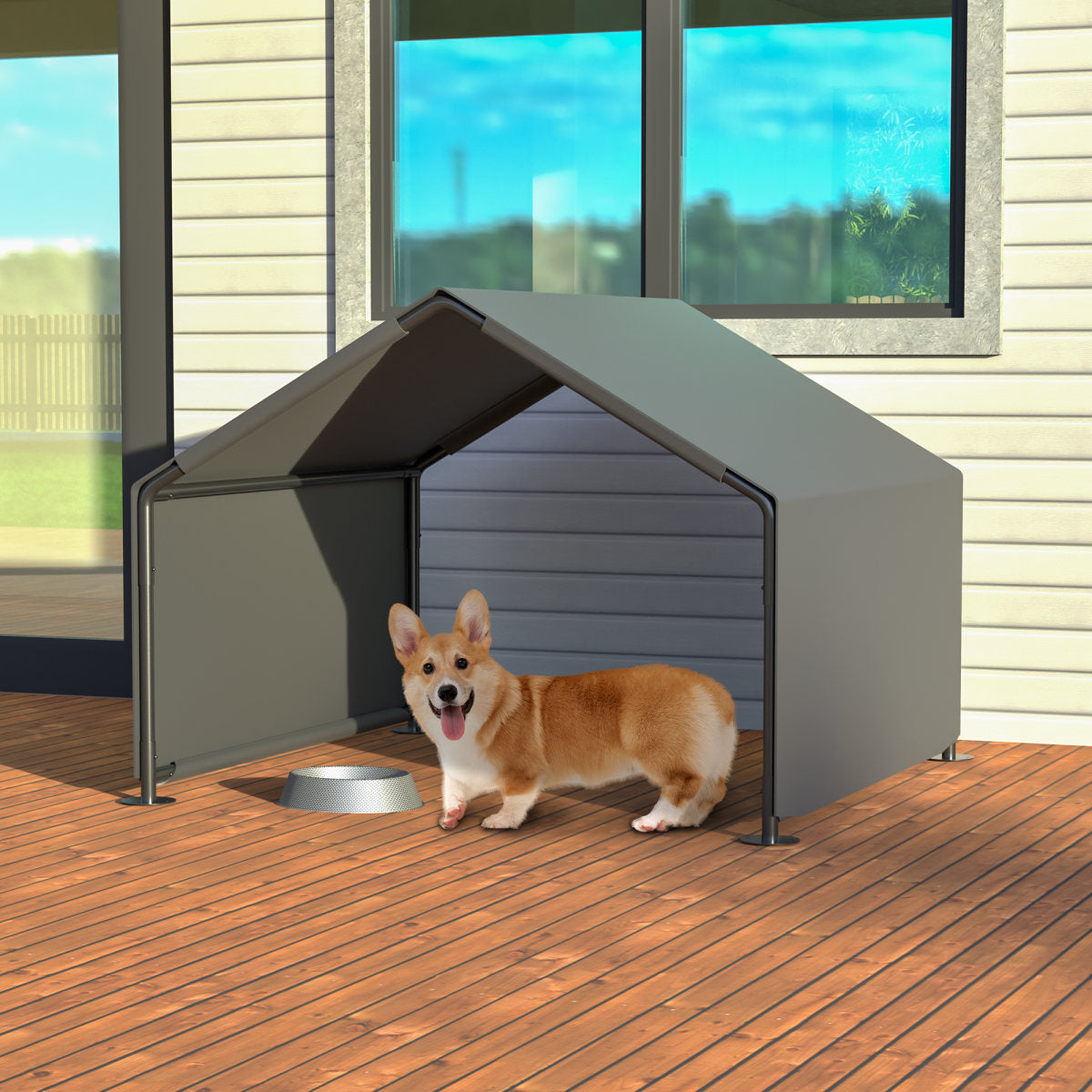 Dog Shade Shelter, Portable Pet Tent, Water Resistant Dog House For Shade Protection, Outdoor, Garden, Patio, Backyard, Gray