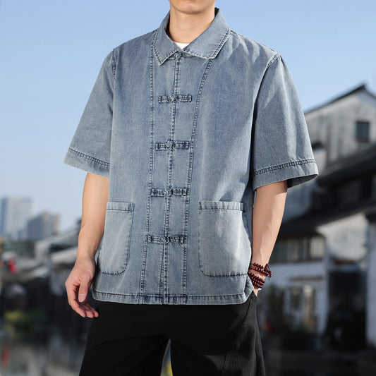 Chinese-style Mens Casual Loose-fit Large-size Vintage Fashion