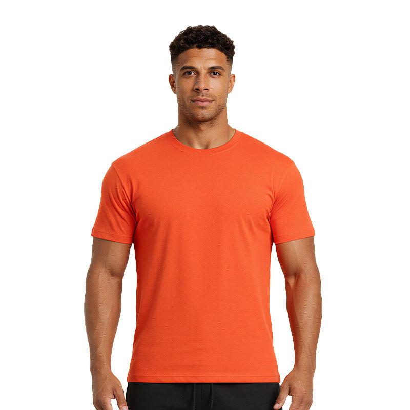 Mens Short-sleeve Quick-drying Breathable Fitness Top With A Turn-down Collar And High Elasticity