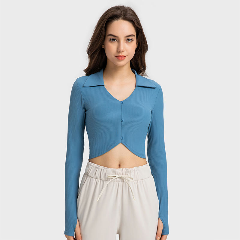 New Thread Personality Lapel Yoga Long Sleeve Women
