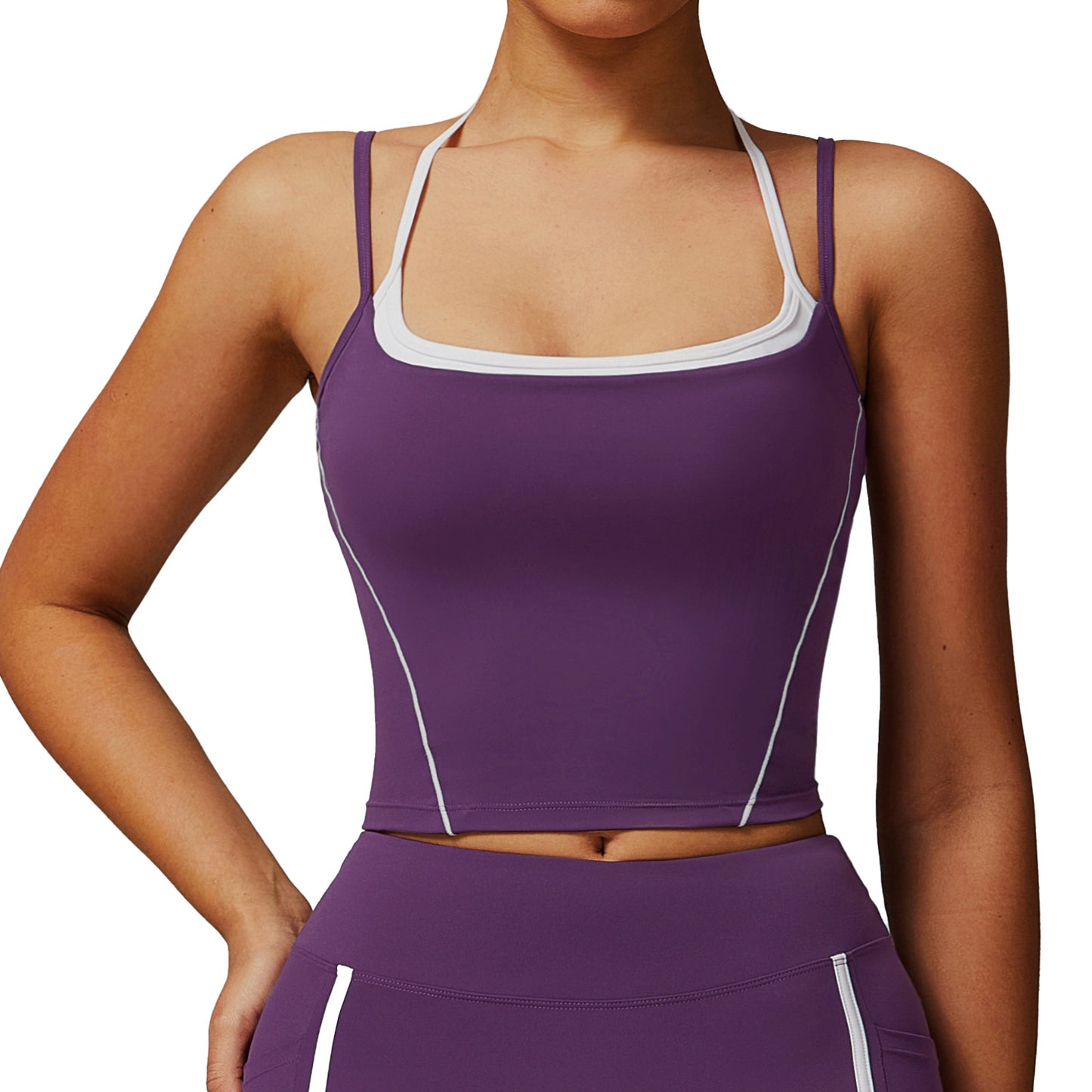 Fake Two-piece Halter Beauty Back Yoga Vest High Strength