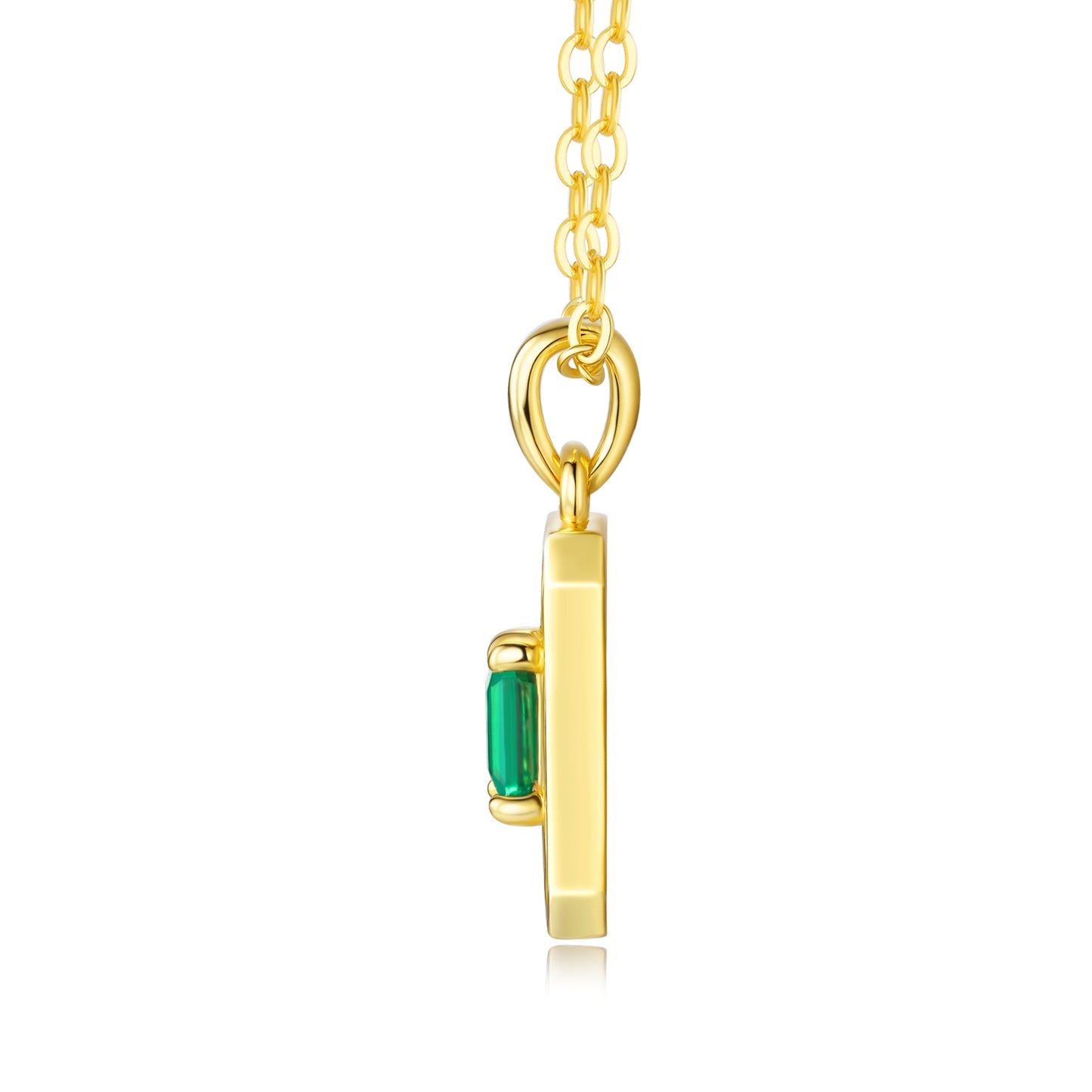 1.8g S925 Gold Plated Lab Grown Emerald Necklace For Women  Octagon Cut Vintage Pendant With Moissanite Accents, Dainty Jewelry Gift Box Set