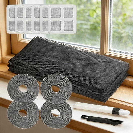 Black Mosquito Net Repair Patches + Repair Kit With 6 Self-Adhesive Patches, A Black Crevice Brush, And 4 Velcro Straps; Versatile Patch Set For Home And Travel