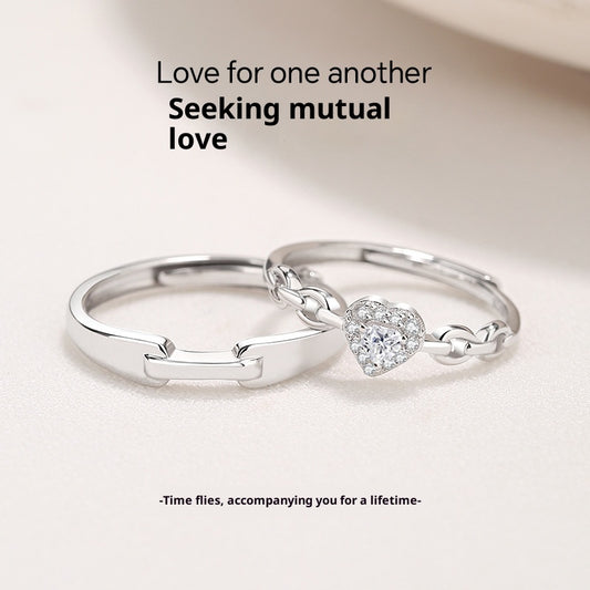 Couple Couple Rings Korean Style Niche Love Ring Diamond-embedded Light Luxury