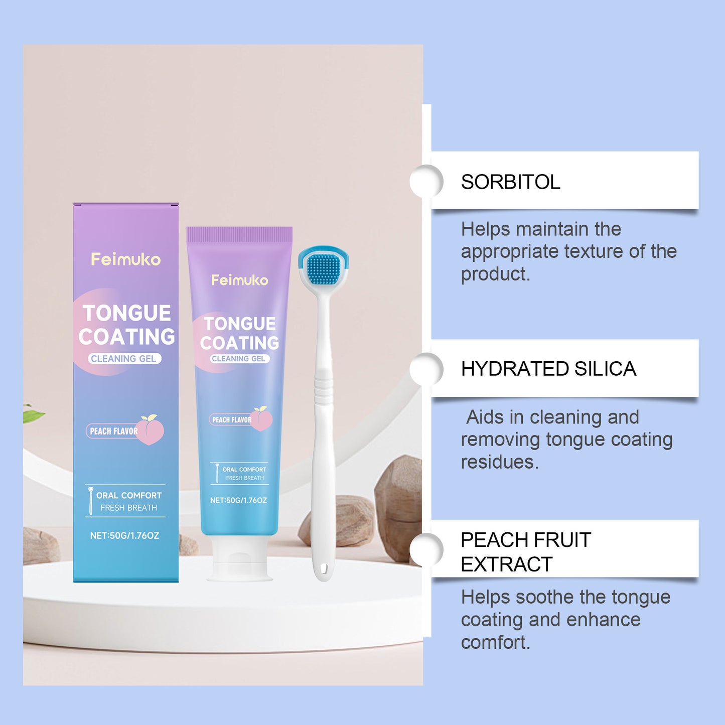 Clean Tongue Coating Gel Gentle Oral Tongue Coating Care Tongue Scraper