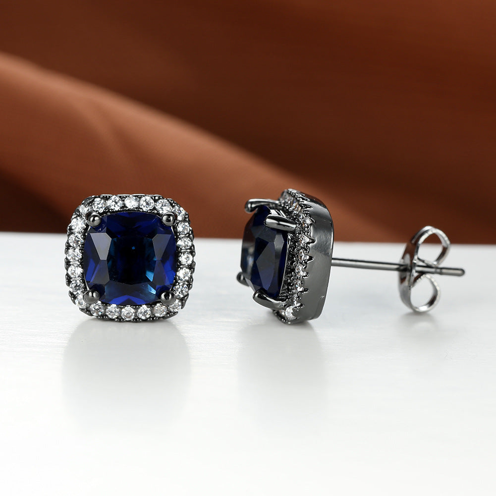 Korean-style Fashionable All-diamond Zircon Womens Stud Earrings