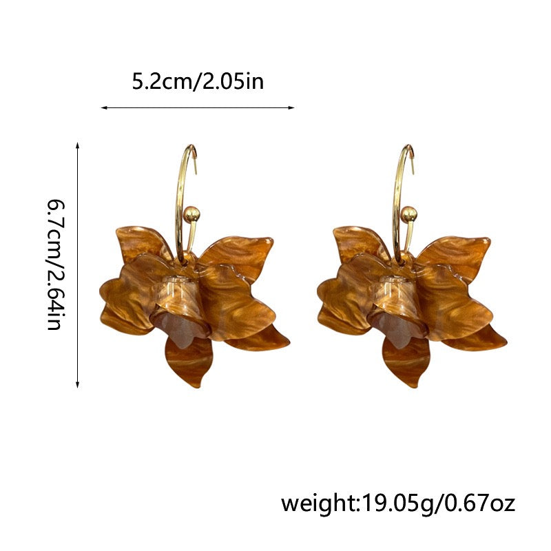 French Vintage Gardenia Flower Earrings For Women Fairy Elegant Stud Earrings Luxury Fashion Jewelry