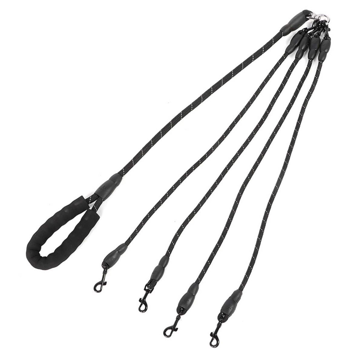 Pet Dog Wear Resistant 4-Ways Traction Rope Accessory For Outdoor Walkingblack 4 Heads