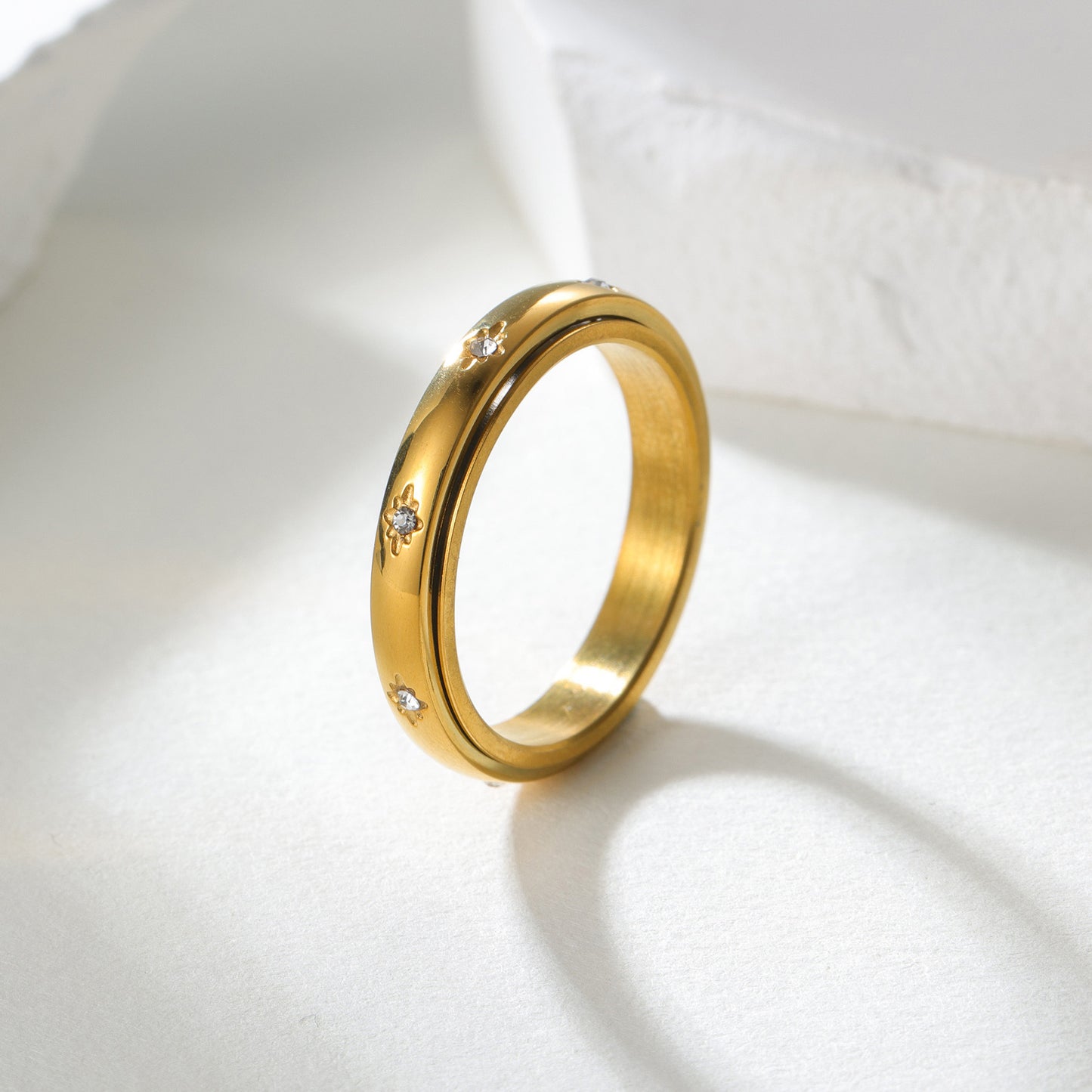 Fashionable French-Korean Style Women's Rotating Ring