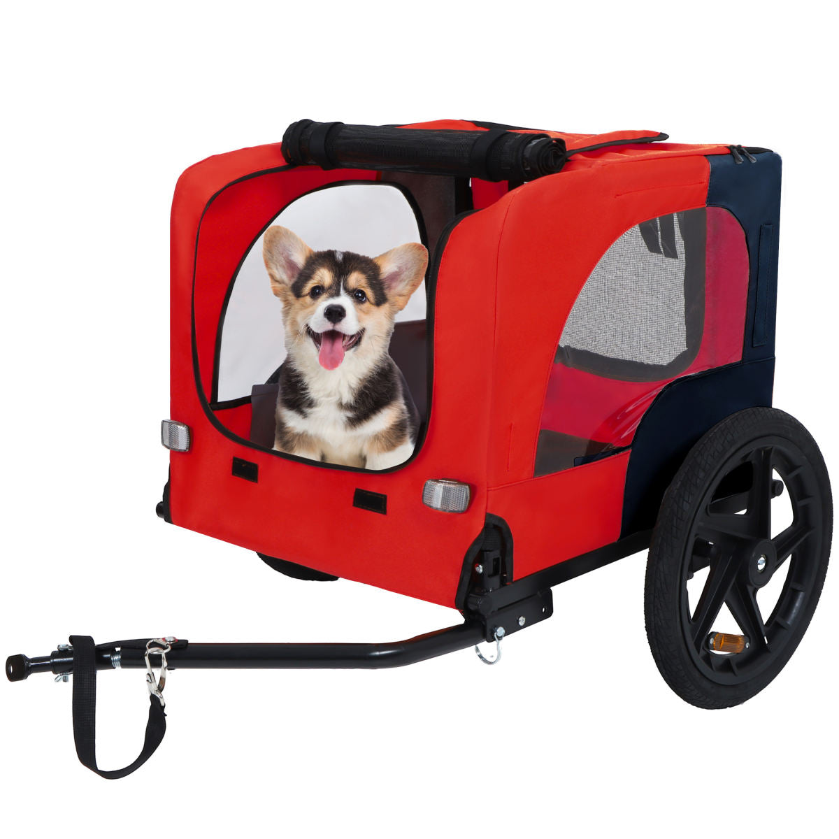 Pet Bike Trailer Dog Cart For Bicycle,Suitable For Small And Medium Pets, Easy Folding Cart Frame, Quick Release Wheel, Non-Slip Floor, Internal Leash