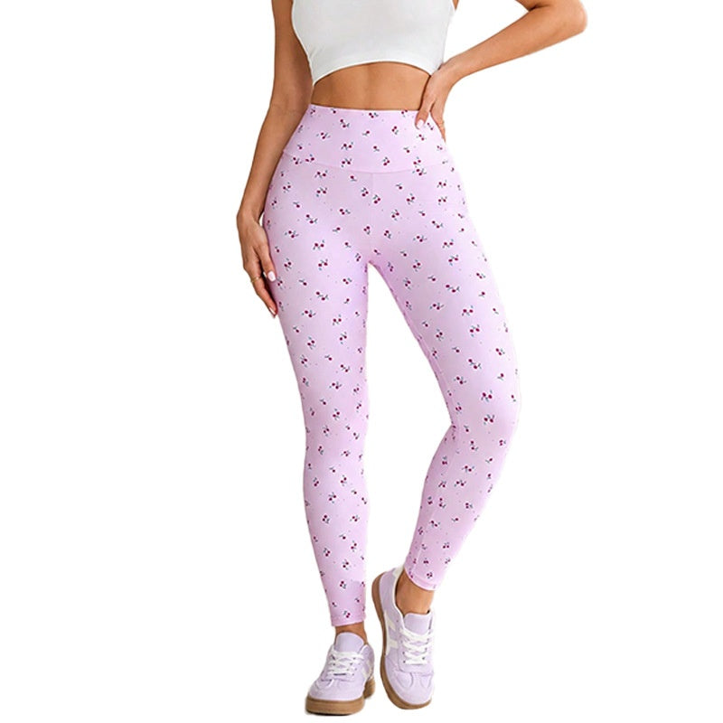 Womens Elastic High-Waist Tummy-Control Peach-Butt Fitness Long Pants