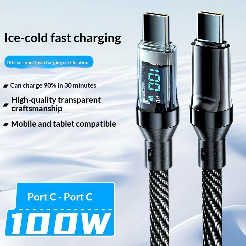 120W Digital-display Fast-charging Cable With Smart Power-off Feature