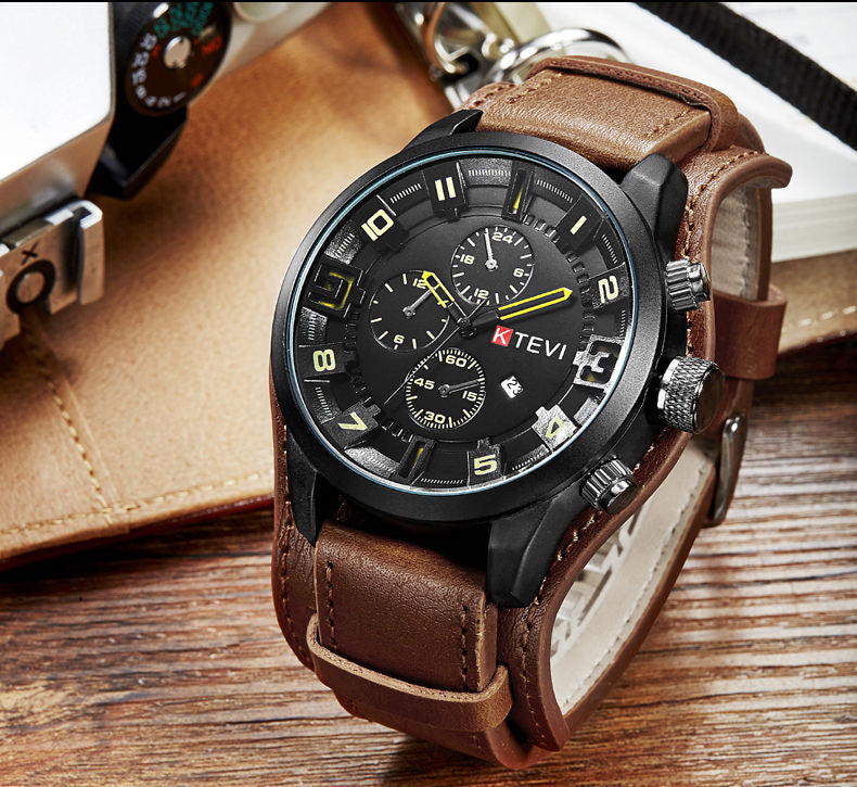 Mens Trendy Korean-style Sport Watch With A Bold Large Dial For Students
