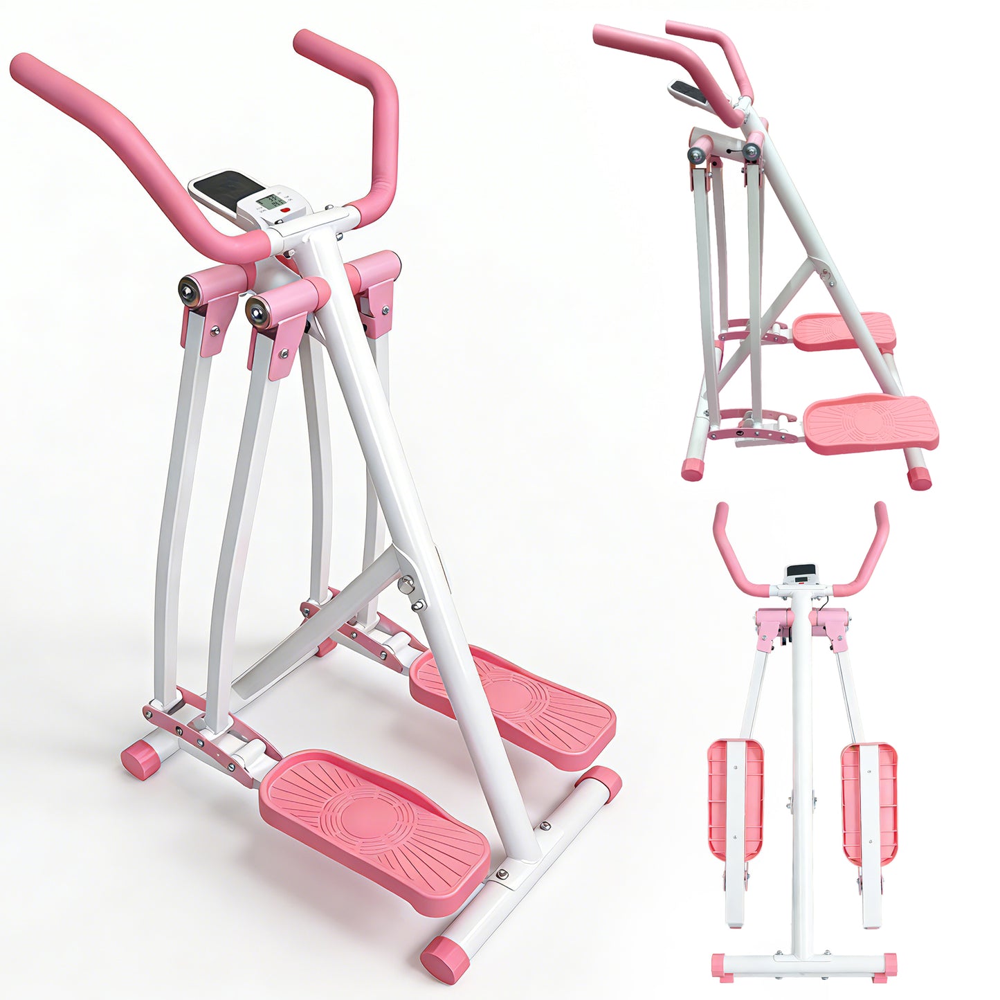 Air Walk Elliptical Machine - Foldable Cardio Cross Trainer Glider For Full-Body Low-Impact Exercise With LCD Display Ideal For Home Gym