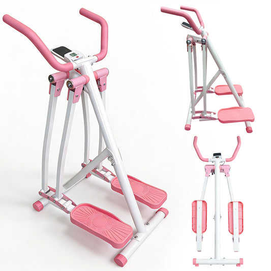 Air Walk Elliptical Machine - Foldable Cardio Cross Trainer Glider For Full-Body Low-Impact Exercise With LCD Display Ideal For Home Gym