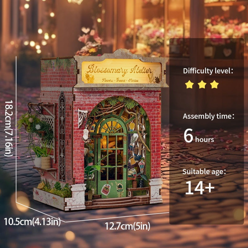 Cabin Magic Shop Handmade Assembly Bookend Model Building Toy Gift For Boys And Girls