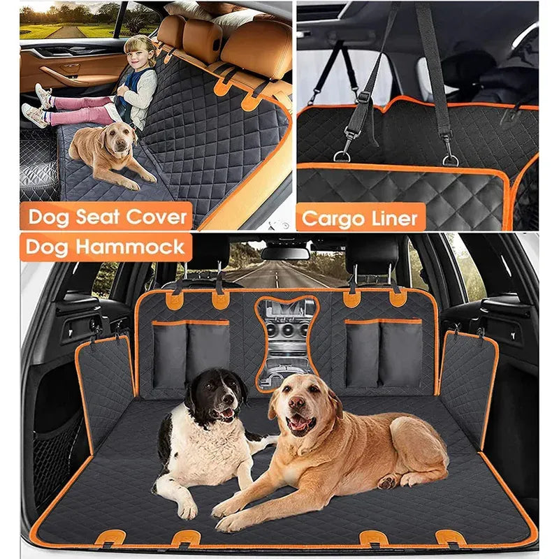 Universal Waterproof Pet Car Seat Cover for Back Seat with Mesh Window, Double-Layer Thickening, Anti-Dirty