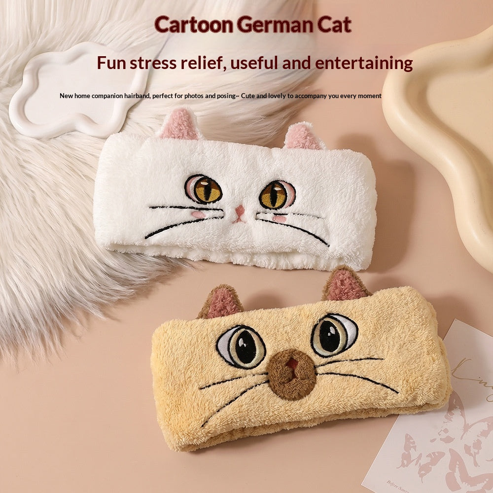New Cartoon Cat Face-Washing Hairband Womens Toiletries-Only Headband