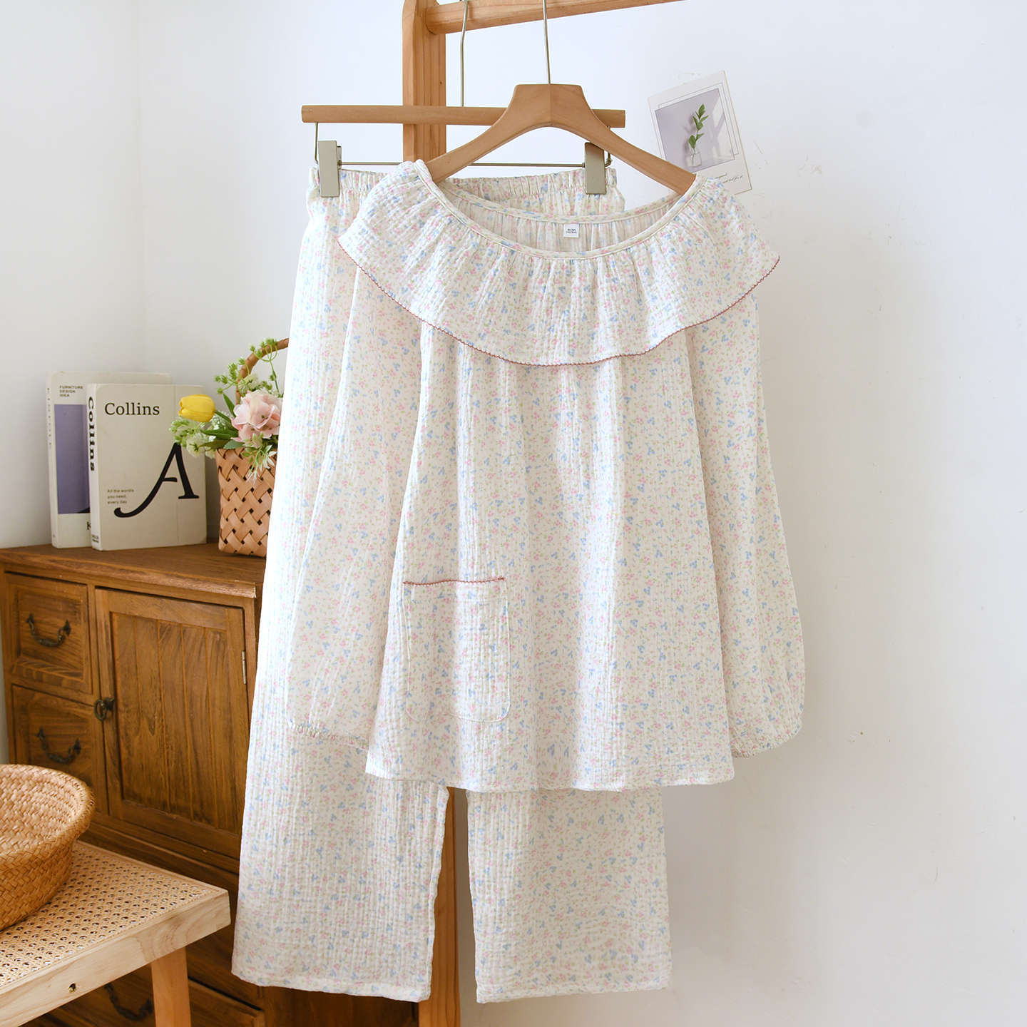Korean-style Soft All-cotton Skin-friendly Double-layer Gauze Pajamas