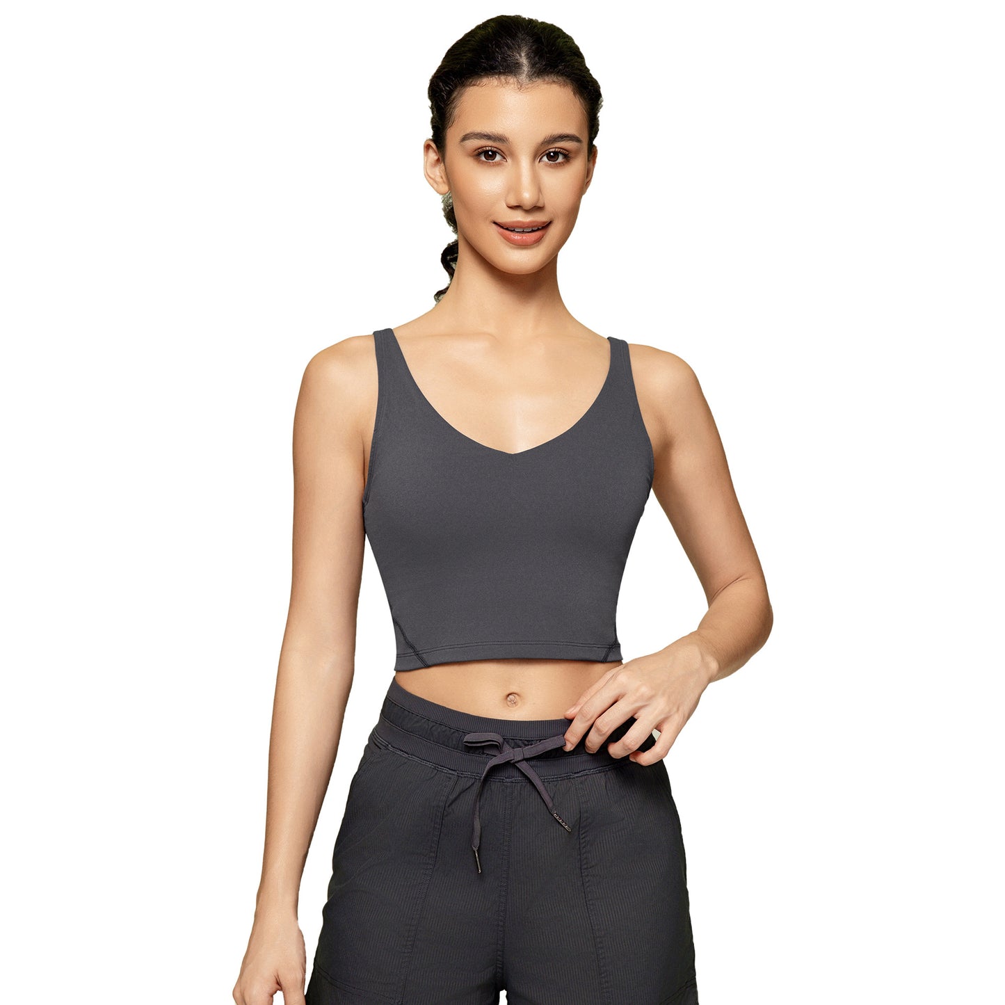 Summer Pure Color Ribbon Chest Pad Nude Feel Back-shaping Running Fitness