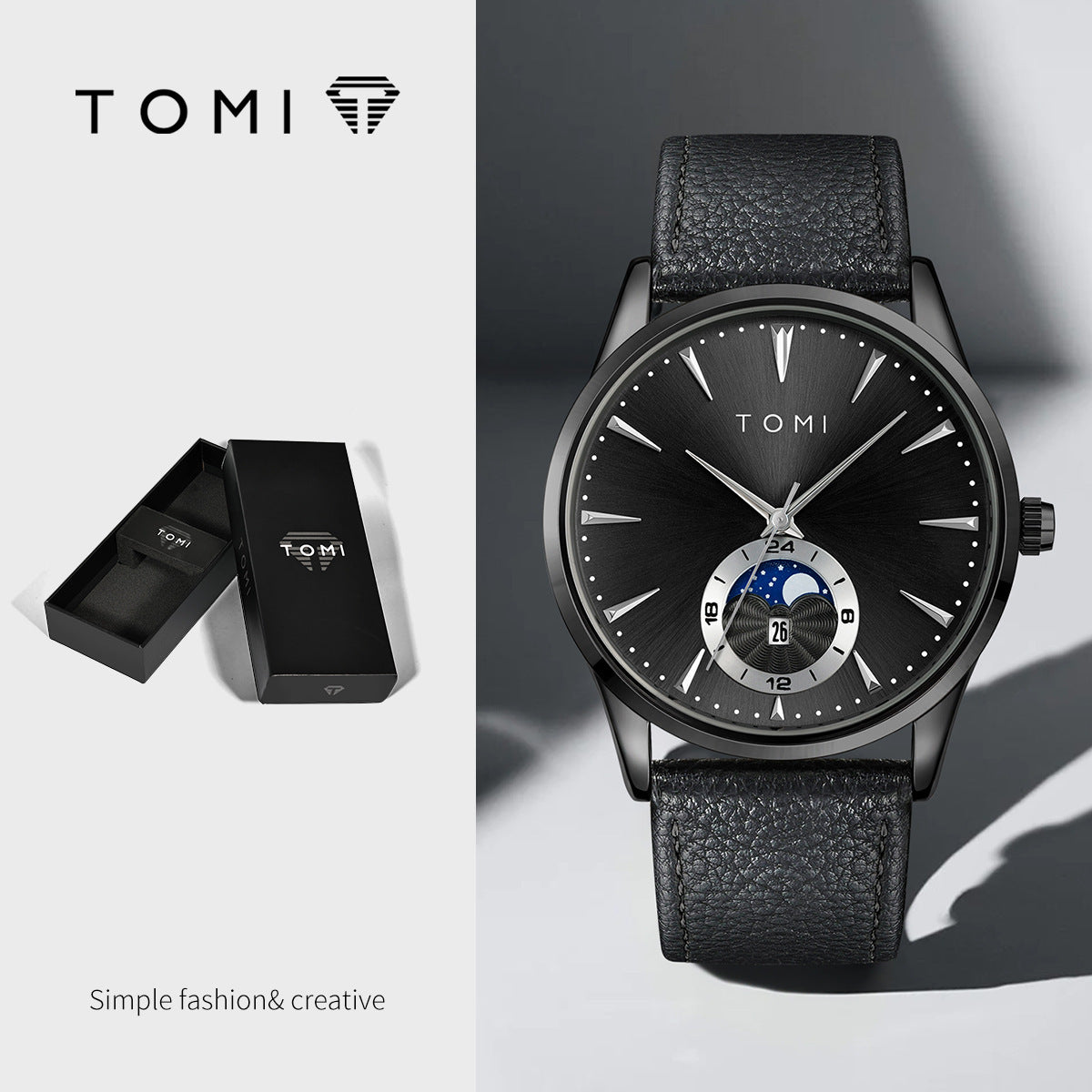 Korean-style Fashionable Round Watch For Men And Women, Simple And Casual