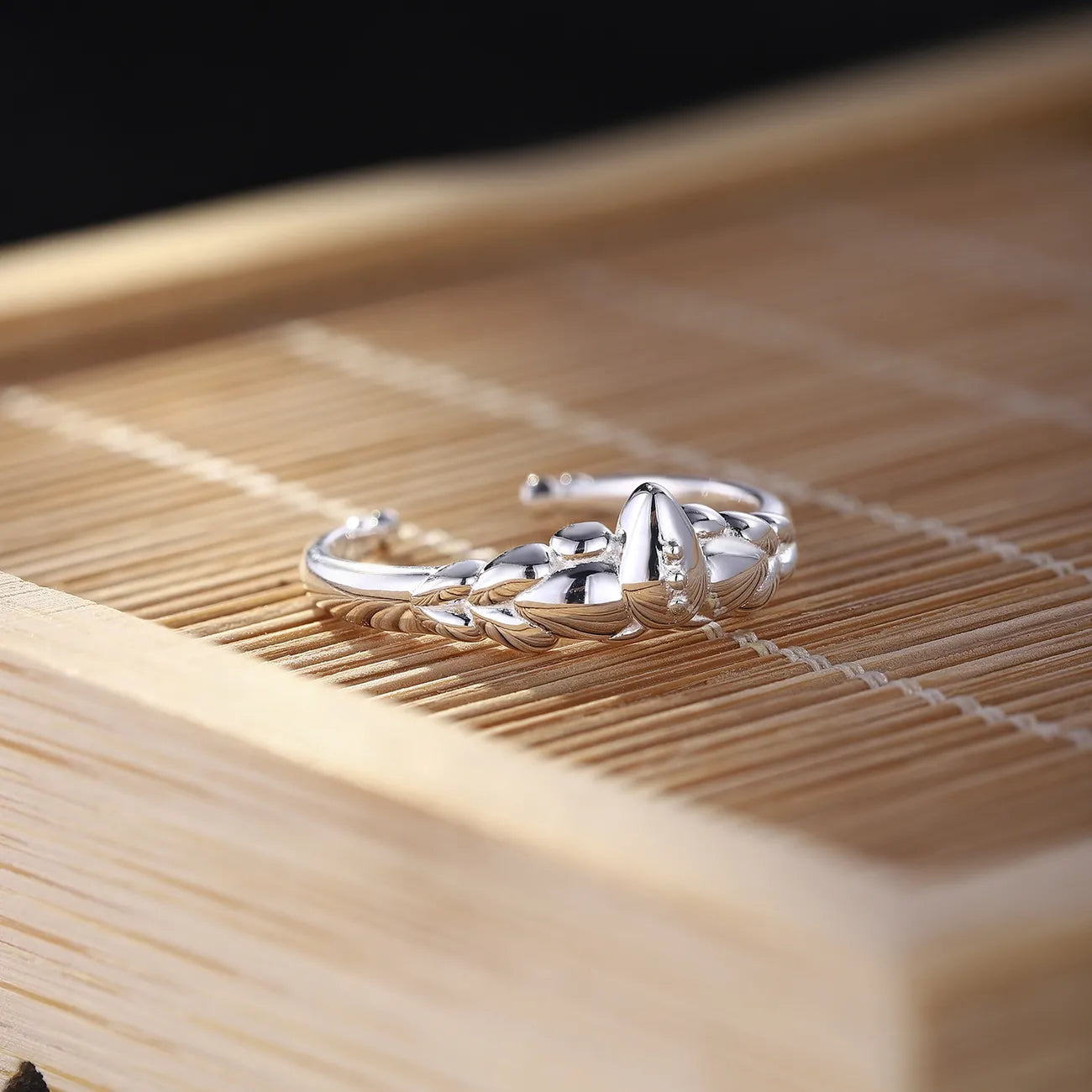 1pcs Wheat Spike Twisted Tiny Crystal Adjustable Open Ring, Minimalist Chinese Elegant Style, For Women Daily Travel Wear & Girlfriend Valentine Birthday Gifts