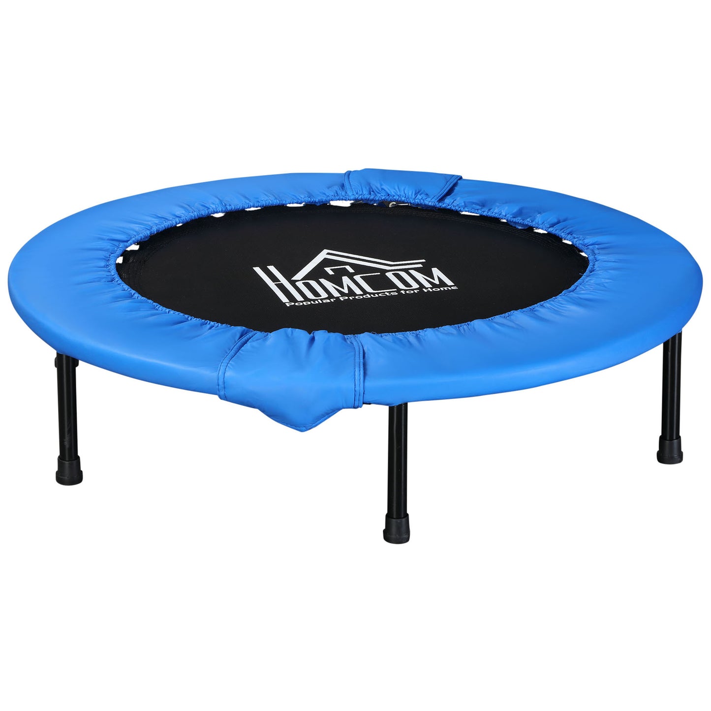 40" Mini Fitness Trampoline Home Gym Yoga Exercise Rebounder Indoor Outdoor Jumper With Safety Pad, Support Up To 150 KG, Blue And Black