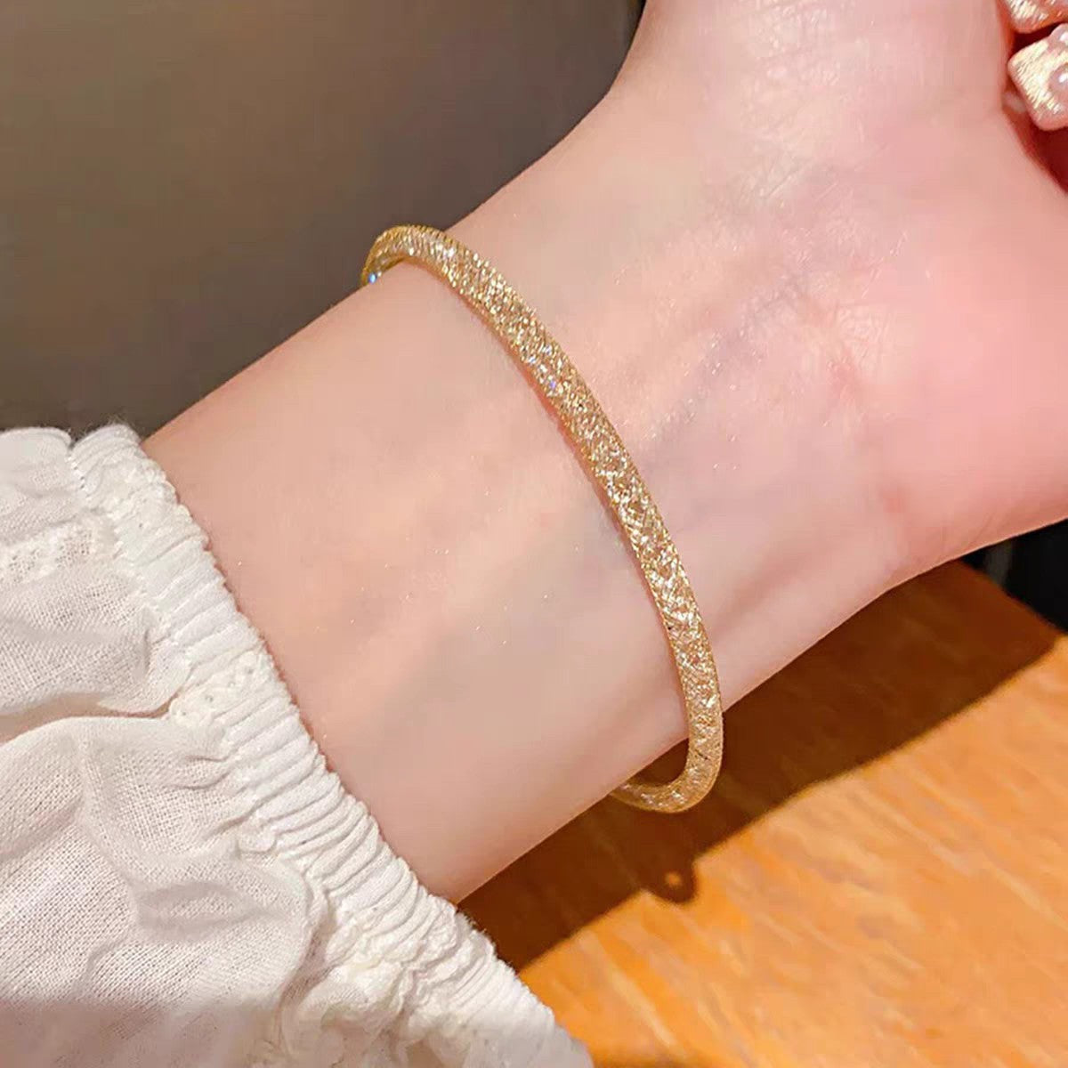 1pc 999 Sterling Silver Mesh Crystal Bracelet, Luxurious Style, Perfect For Daily Wear And Valentine's Gift