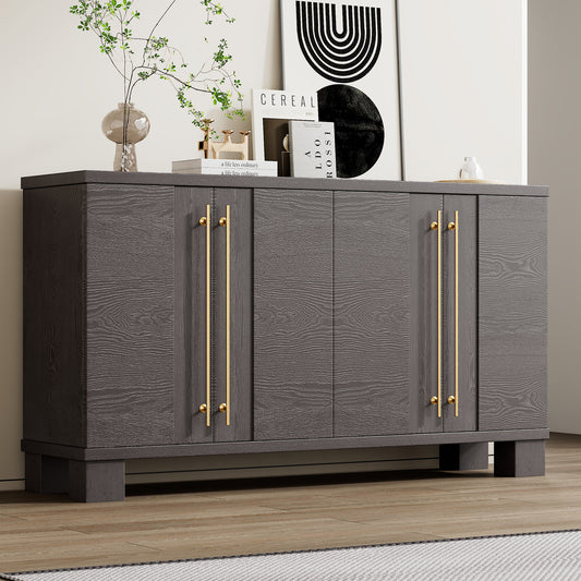 TREXM Sideboard Buffet Cabinet With Storage  Wood Sideboard With Adjustable Shelves And Gold Handles For Kitchen  Dining Room And Living Room  Taupe
