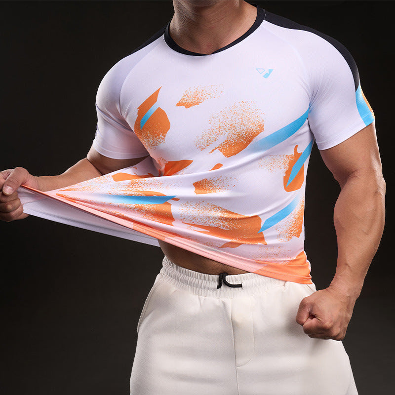 Casual T-shirt Men's Running Fitness Exercise Ice Silk Quick-drying